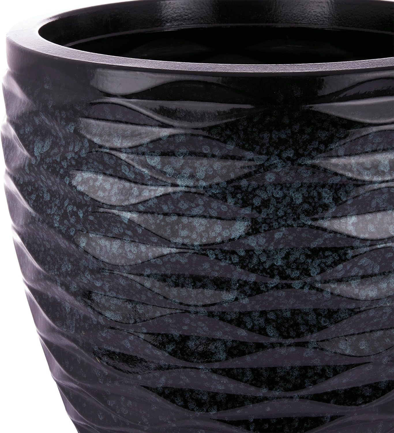 Set of 2 Speckled Blue Polystone Wave Planters