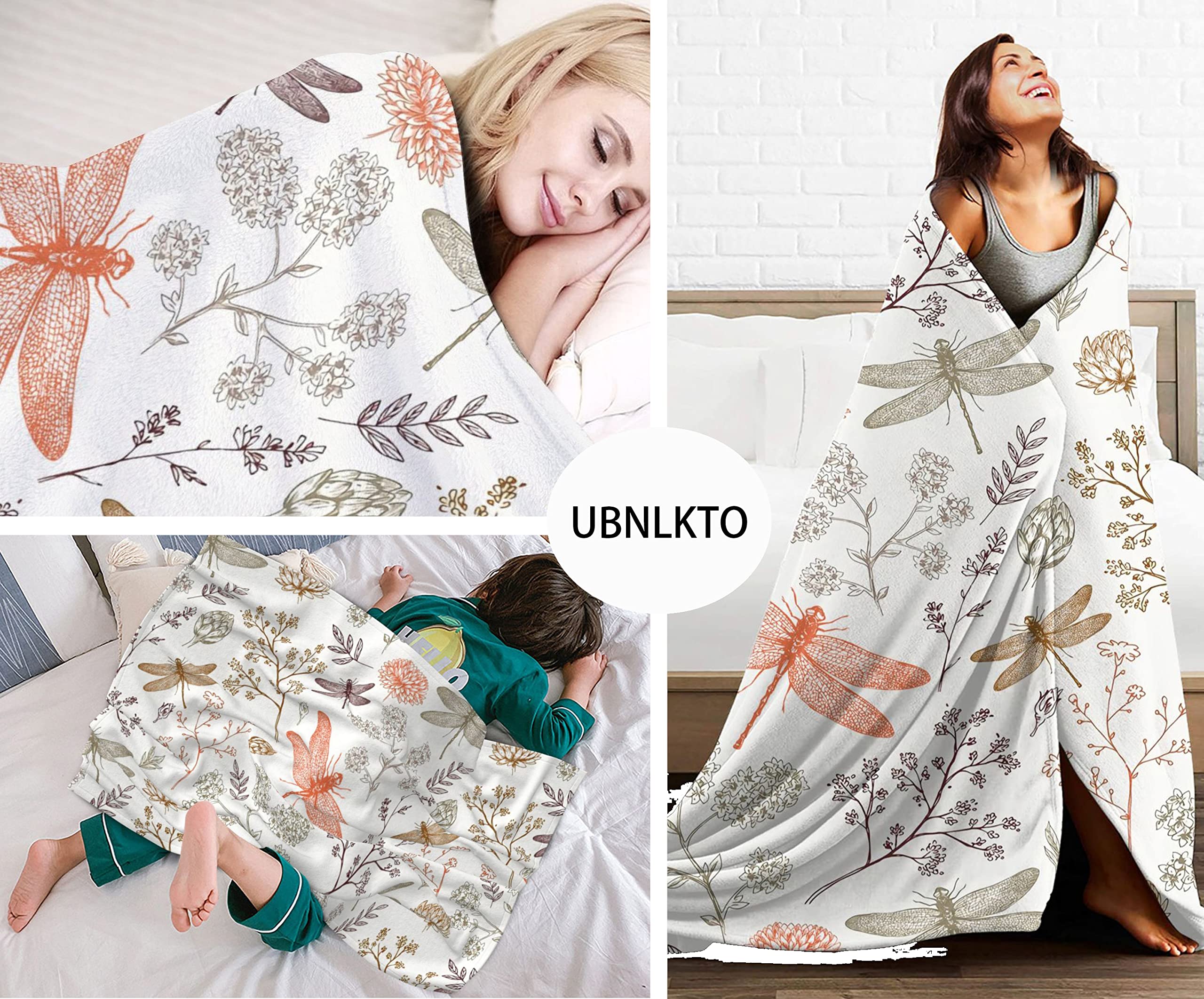 Dragonfly Blanket for Adults 60x80 Inches - Ultra Soft Plush Fleece Throw Blankets - Dragonfly Gifts for Women & Men - Cozy Flannel Blanket for Bed, Couch, Room - All Season Lightweight Blankets