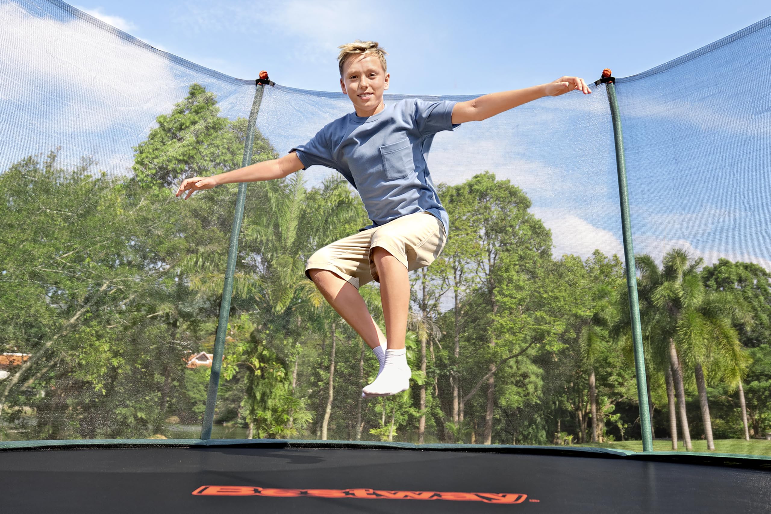 Bestway Trampoline extérieur pour Enfants Xtreme Air - 427 cm x 427 cm x 286 cm - Noir/Vert