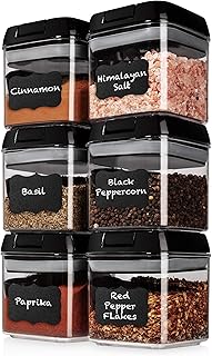 Sponsored Ad - Shazo Airtight 6 Pc Mini Container Set + 6 Spoons, Labels & Marker - Durable Clear Plastic Food Storage Con...