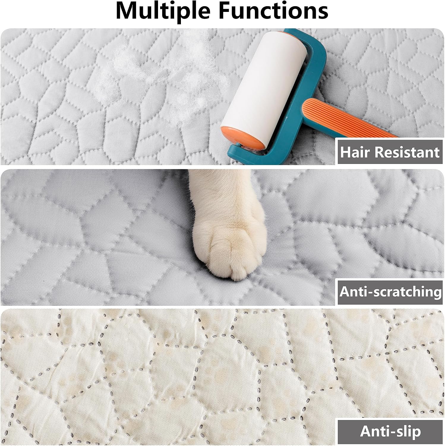Waterproof Dog Blanket, Anti-Slip Pet Couch Sofa Cover Washable Bed Furniture Protector for Hair Resistant-82x102,Lightgrey