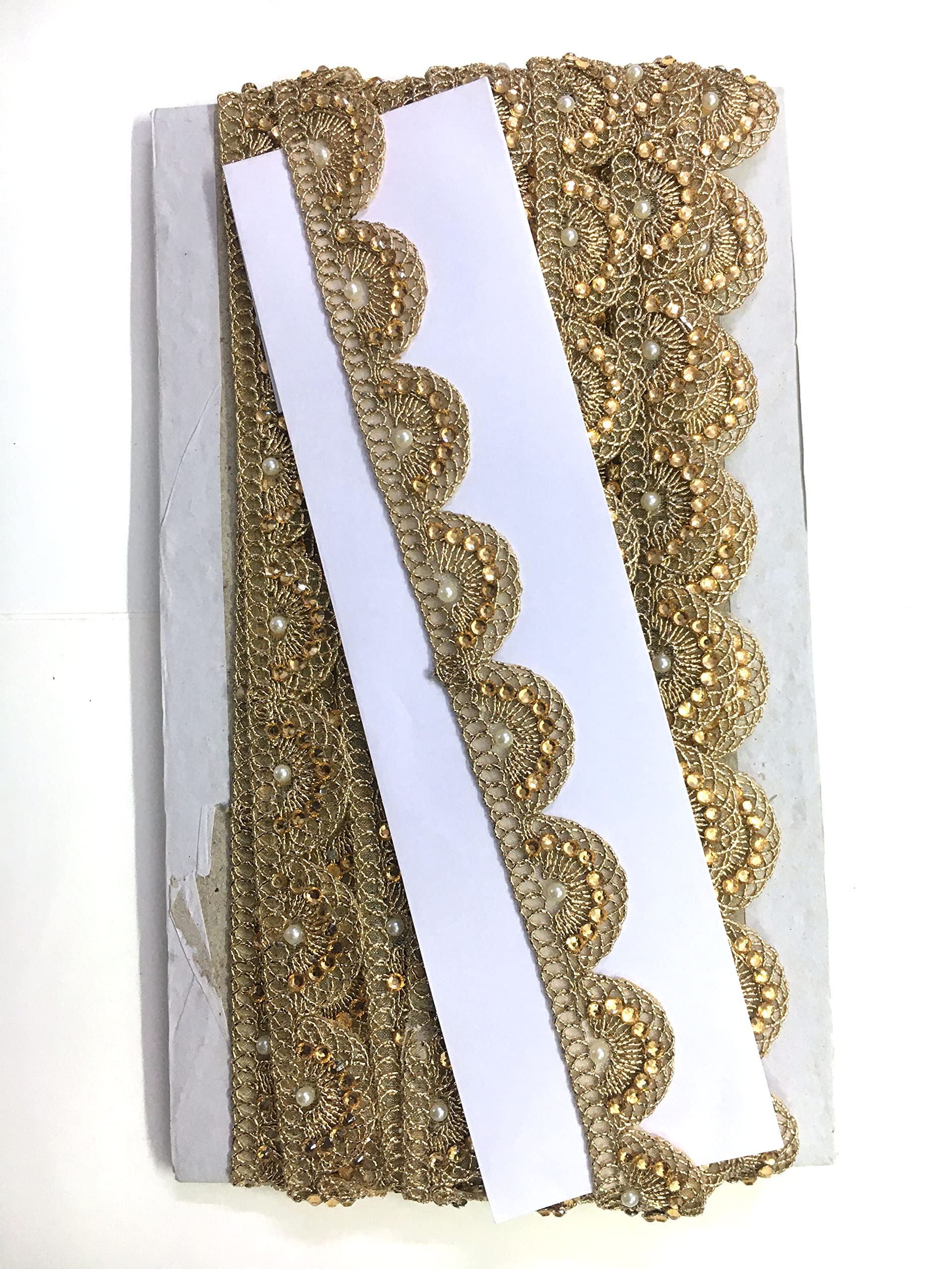 Shraddha Fashion 25mm*9m Cutwork Antic Golden Color Laces for Sarees, Suits, Lahenga, Dupatta,Dresses, Bags, Crafts and Home Decor, Decoration, Blouse (9 mtr) Design-136-image-43