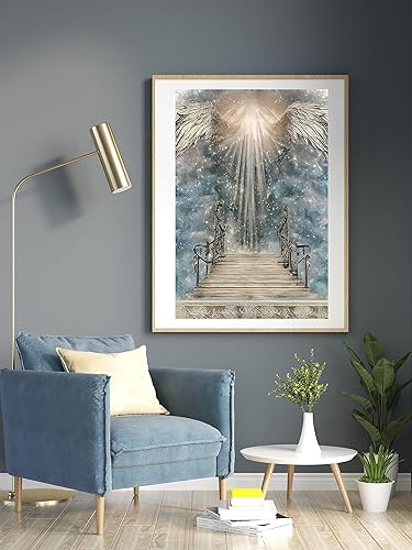 Miniatura 2 de Moohue Kits de punto de cruz estampado de 14 quilates para adultos principiantes, kits de punto de cruz para adultos avanzados (alas de ángel)