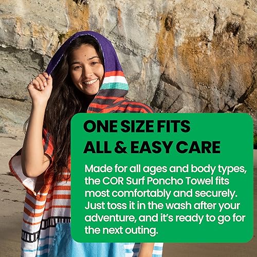 Miniatura 6 de COR Surf Poncho cambiador de toalla con capucha y bolsillo frontal  Toalla gruesa de microfibra de secado rápido Poncho para surf, playa, piscina,