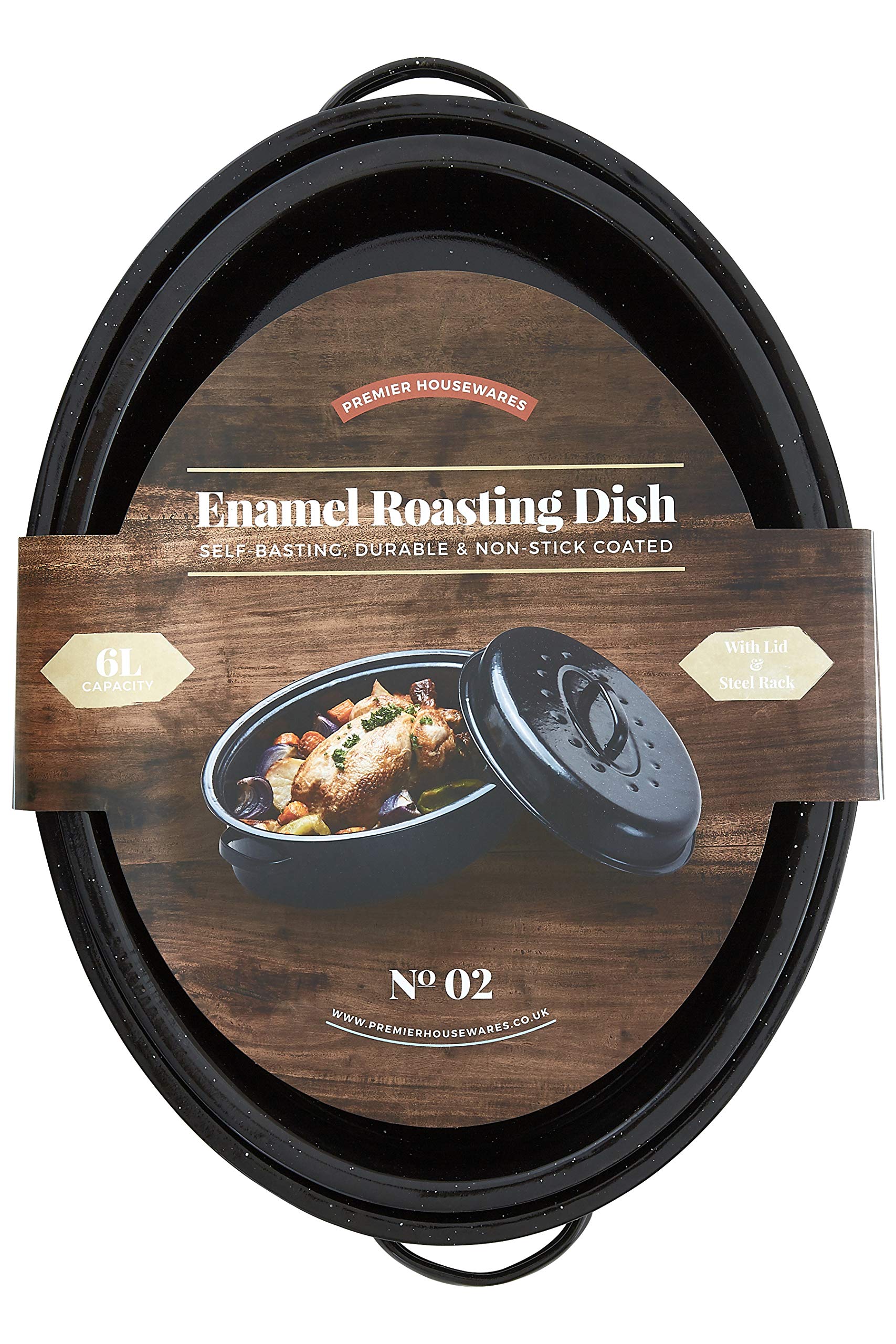 Premier Housewares Oval Casserole Dish - 42 cm, Black Speckled