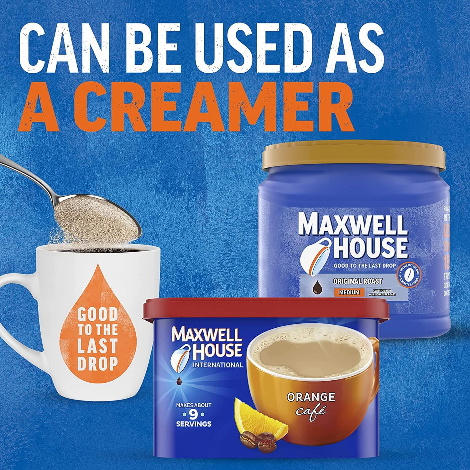 Maxwell House Orange Flavored Cafe Style Instant Beverage Mix, 9.3 Ounce - 8 per case.