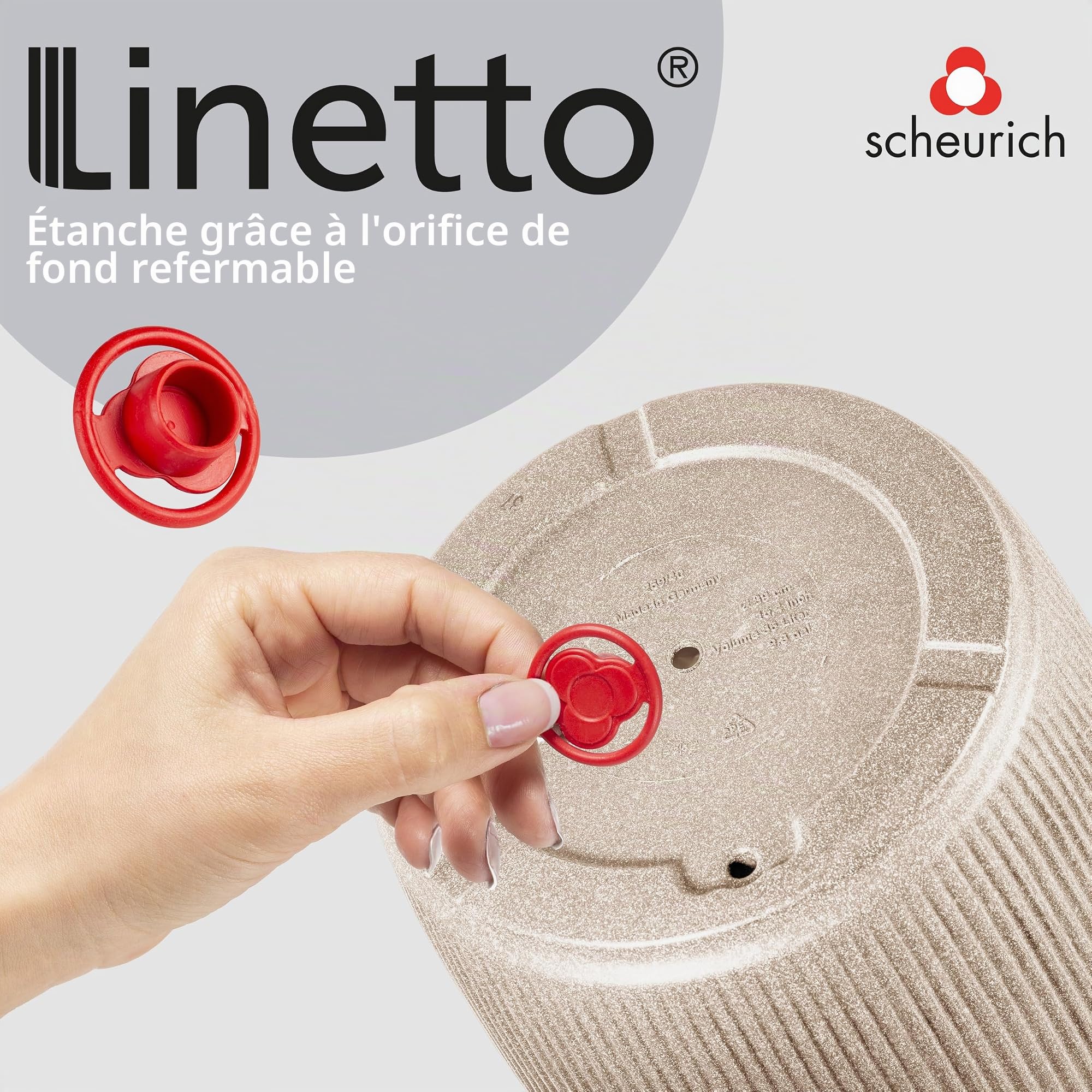 Scheurich Linetto Bol 30, Pot à Plantes/Pot de Fleurs/Jardinière, Rond, Couleur: Sable, fabriqué avec du Plastique recyclé, 10 Ans de Garantie, pour l'extérieur
