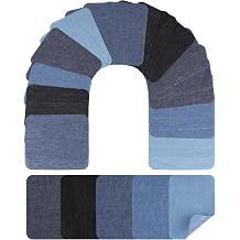 Denim Iron-On Jean Patches, 25 Pack Blue & Black Repair Patches | 25 Iron-On Denim Patches In Assorted Blue And Black Shades For Repairing And Decorating Jeans And Clothing