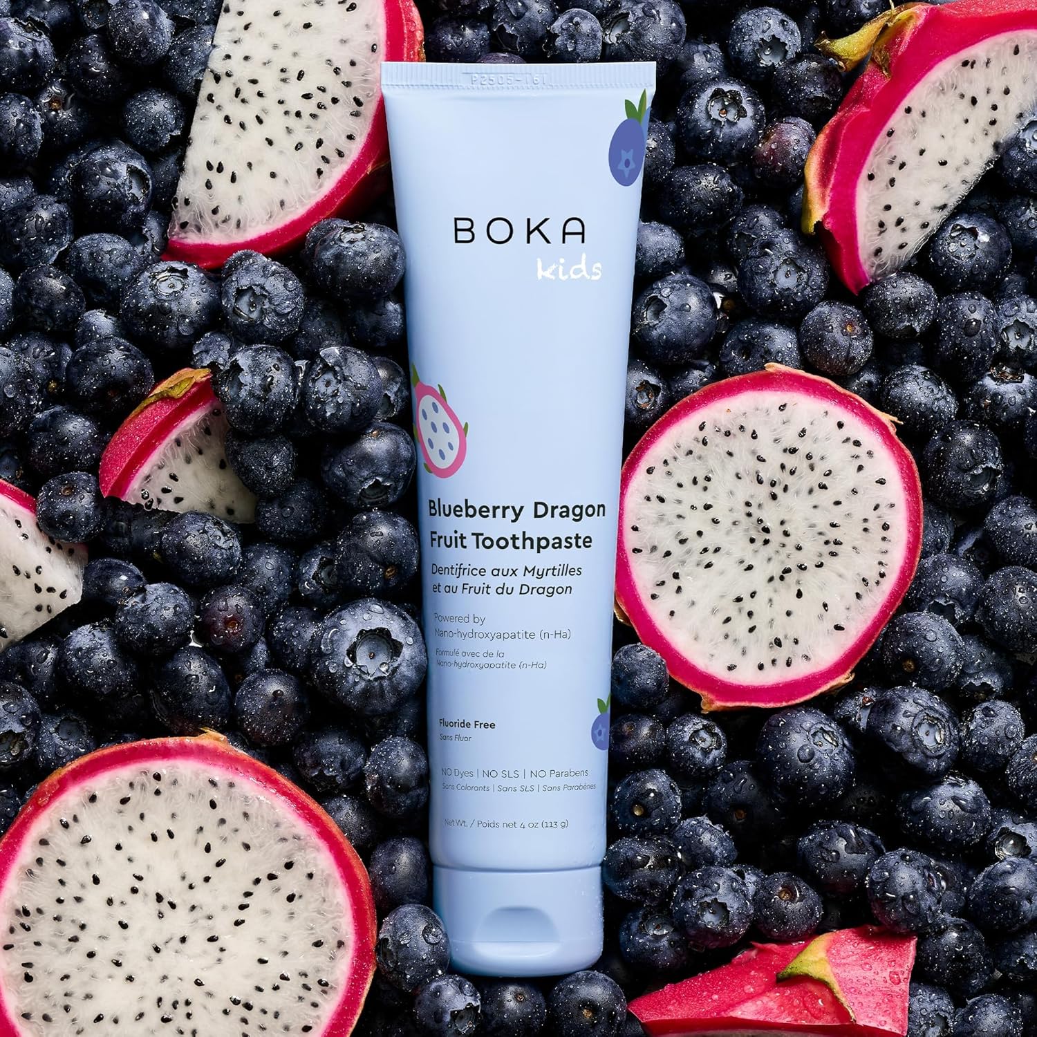 Boka Fluoride Free Toothpaste Nano Hydroxyapatite Toothpaste - Blueberry Dragon Fruit Flavor, 4 oz 3Pk US Manufactured