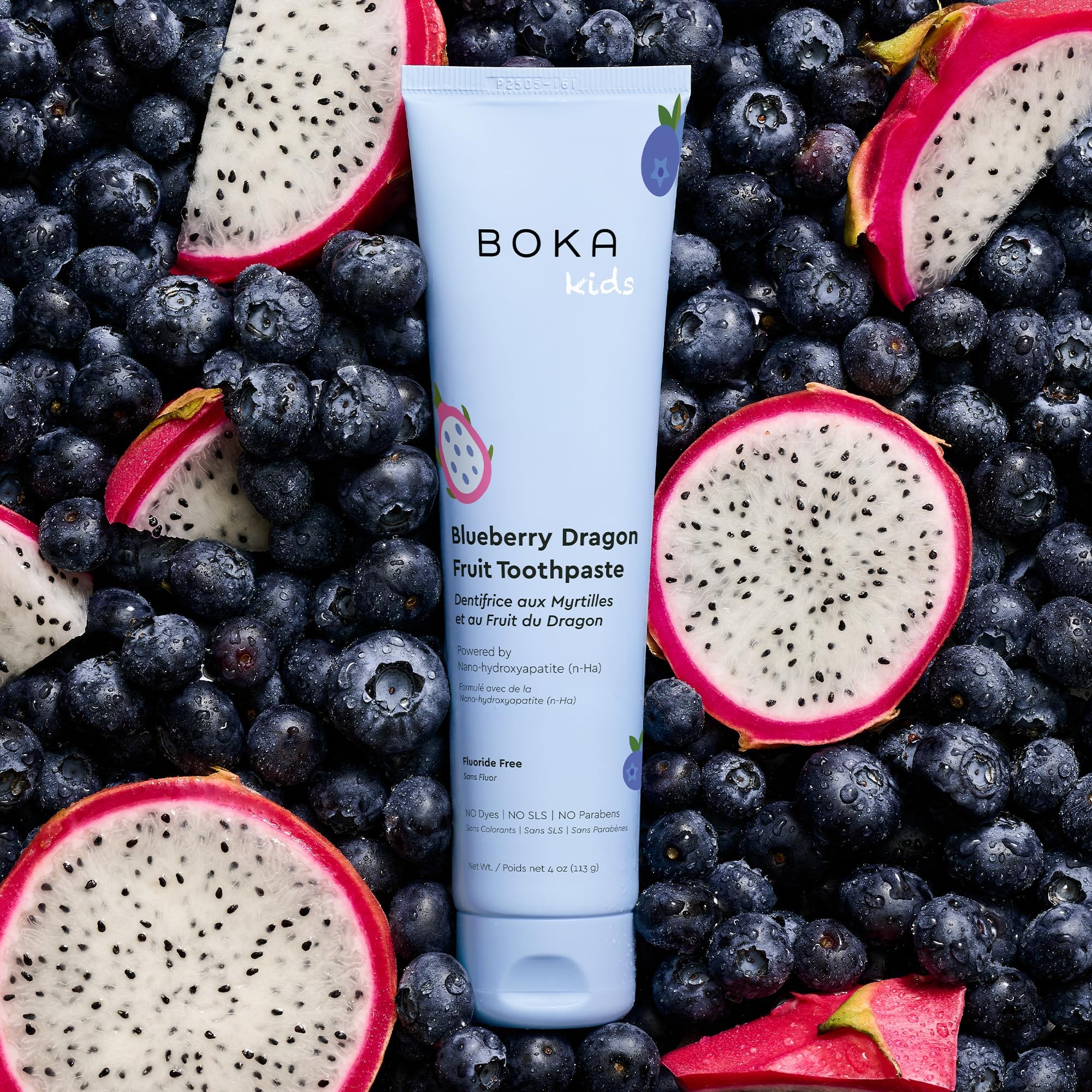 Boka Fluoridfreie Zahnpasta, Nano-Hydroxylapa-Zahnpasta, Blaubeer-Drachenfruchtgeschmack, 118 ml, 3 Stück