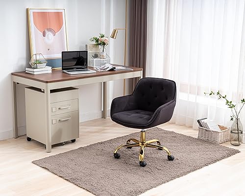 Miniatura 2 de ZOBIDO Comfy - Silla de trabajo para oficina en casa con ruedas, bonita silla de escritorio giratoria ajustable con respaldo de terciopelo, para