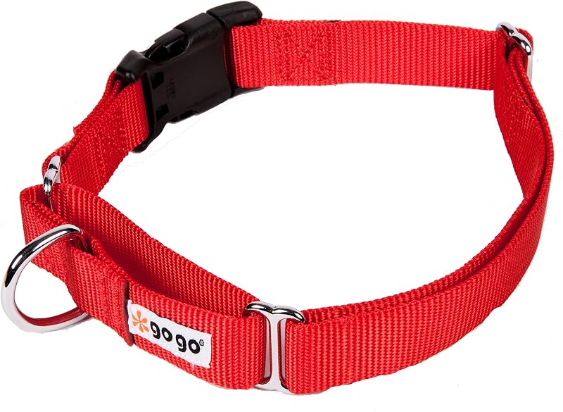 Coleira Martingale para Cães GOGO em Nylon Macio, 3/8" de Largura, Ajustável de 25,4 a 30,48 cm, X-Small, Vermelha