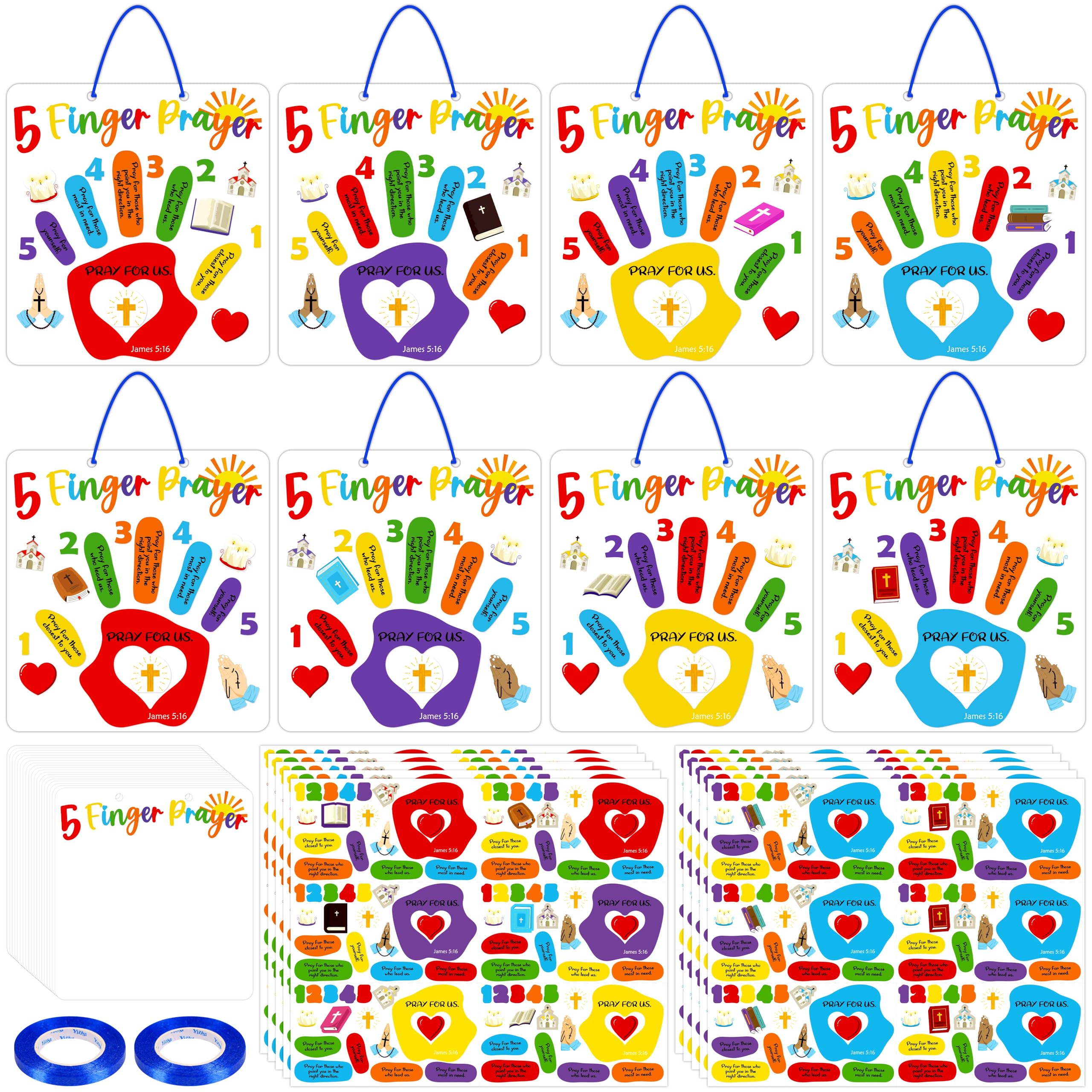 80UncleKimby 40pcs Sunday School Crafts for Kids - Christian Prayer Handprint DIY Kit Bulk for Religious Jesus Gifts, VBS Activities