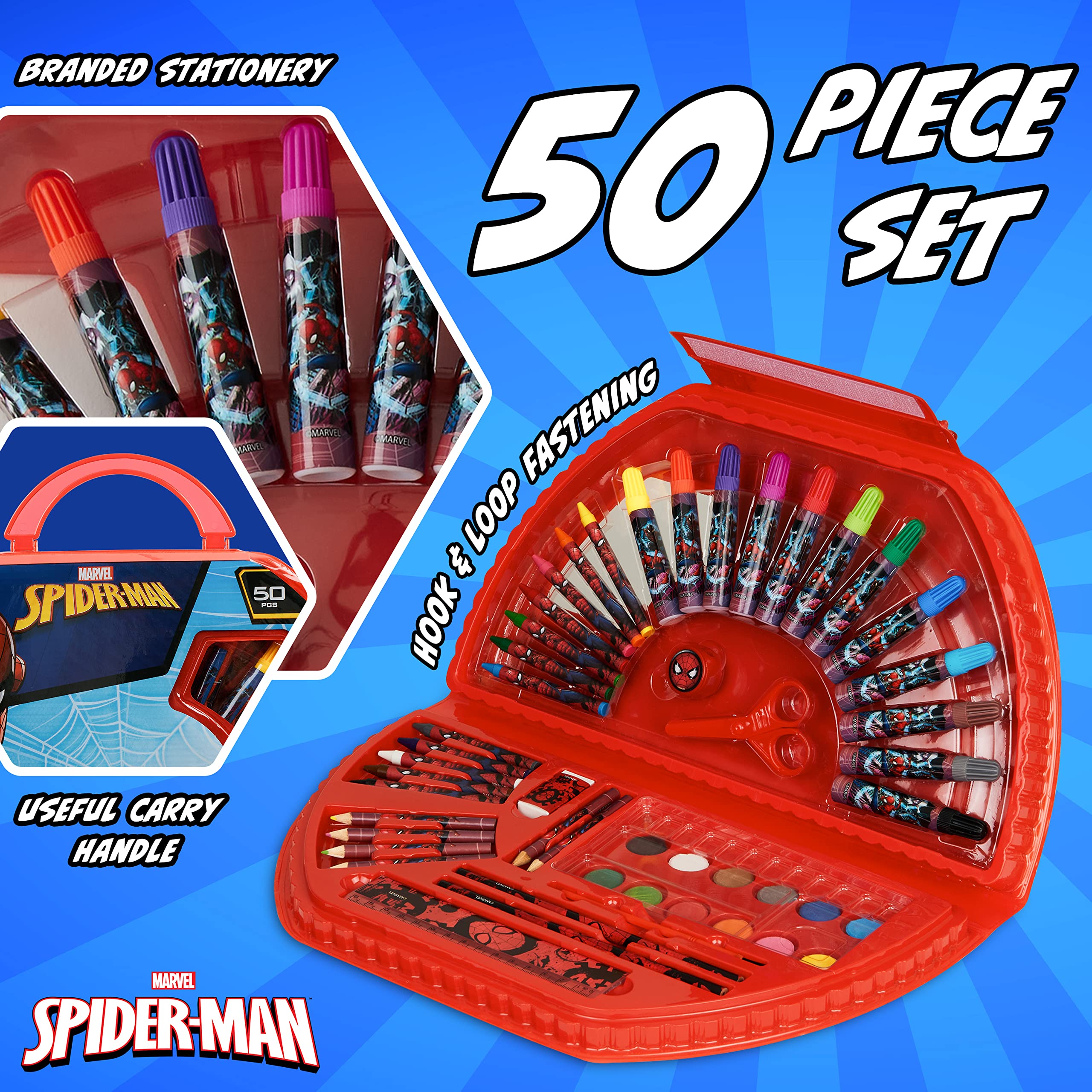 Marvel Spiderman Valigetta Colori per Bambini Colori per bambini per Disegnare e Dipingere Pennarelli Matite Colorate Acquerelli Bambini Giochi Spiderman Ufficiali