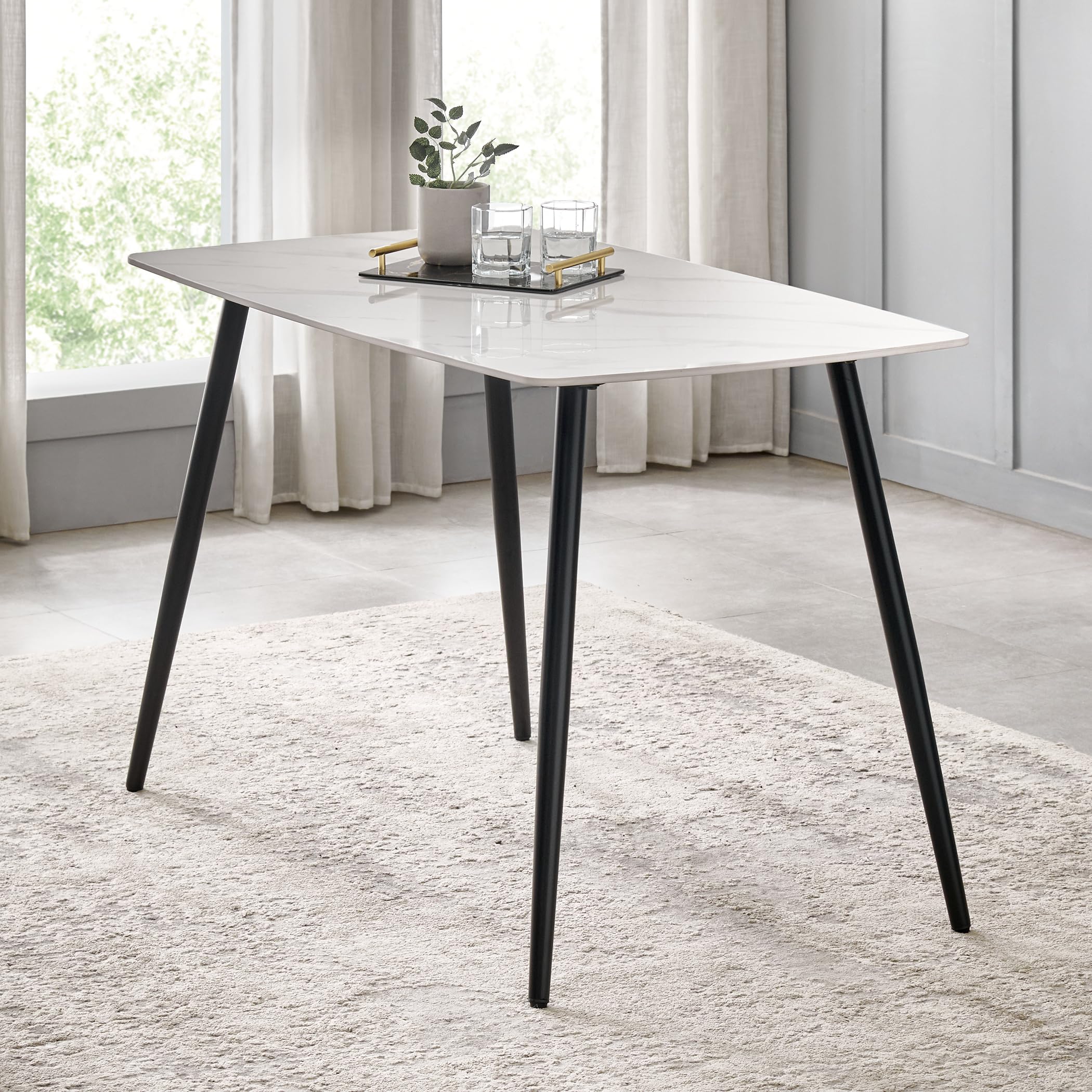 Home Centre | Helios Leo 4 Seater Tables | Table for Home | Sintered Stone, Metal | White | 1 Year Warranty-image-31