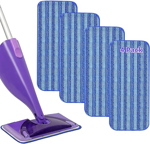 Paquete de 4 almohadillas de repuesto reutilizables compatibles con trapeadores Swiffer Wet Jet, almohadillas de limpieza de pisos de madera dura,
