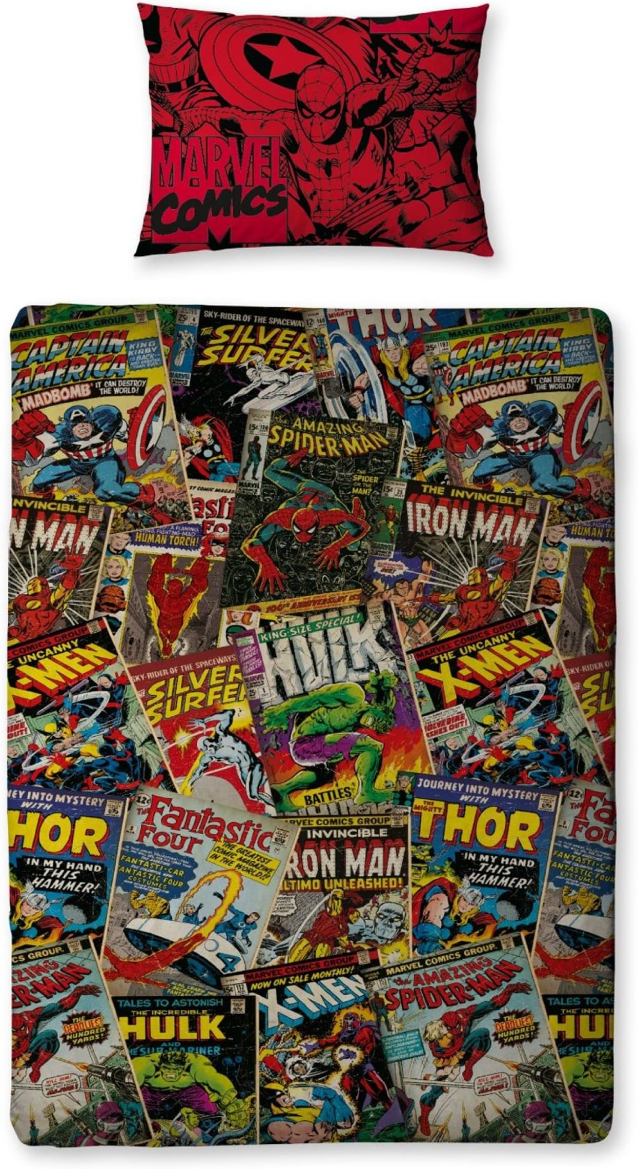 Character World Disney Marvel Comics Single Rotary Duvet Set, Multi-Color