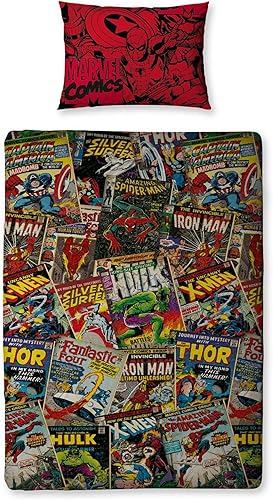 Marvel Comic Heroes Juego de funda de edredón para cama individual