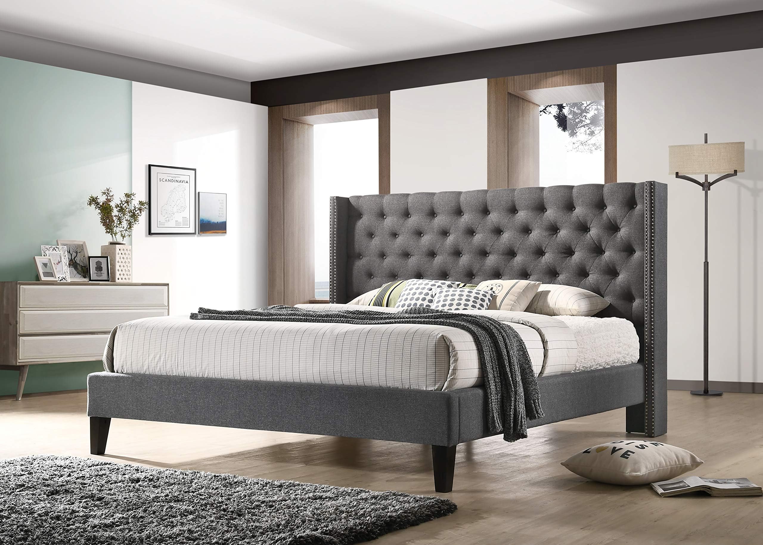 LuXeo Pacifica Contemporary Bed, King, Gray