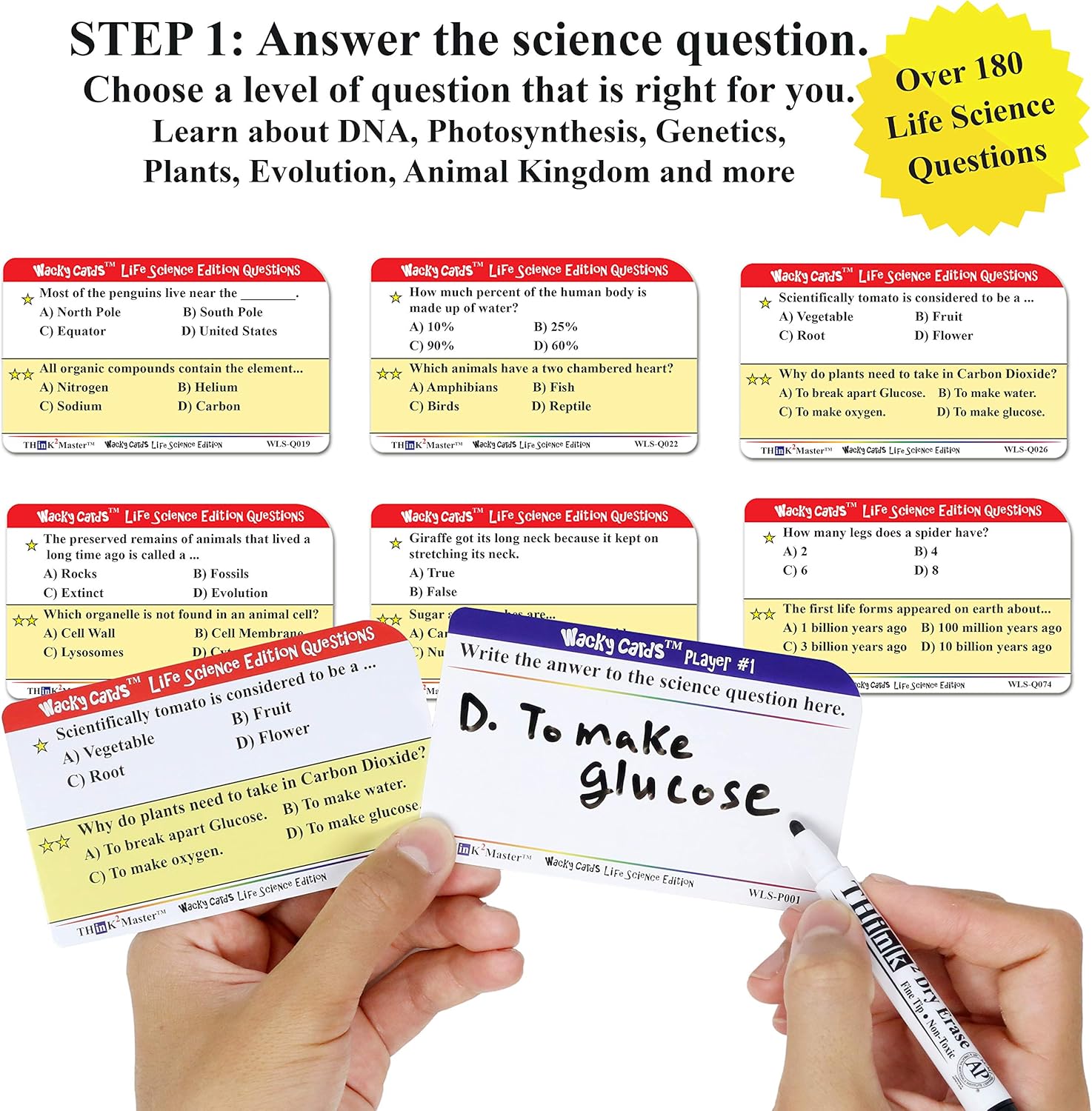 Think2Master Wacky Cards Life Science. Science Card. Make Sentences While Learning About Life Science. Multi Leveled.