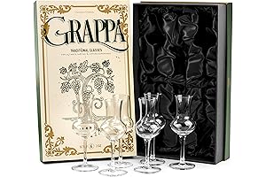 Crystal Grappa Glasses: Set of 6 Long-Stemmed Classic Grappa Glasses | Small 3 oz