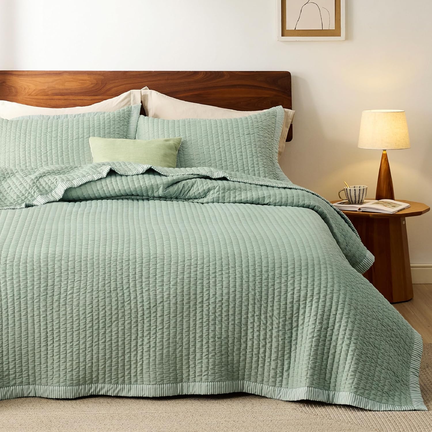 Bedsure Green Bedspread Coverlet Twin Size Lightweight