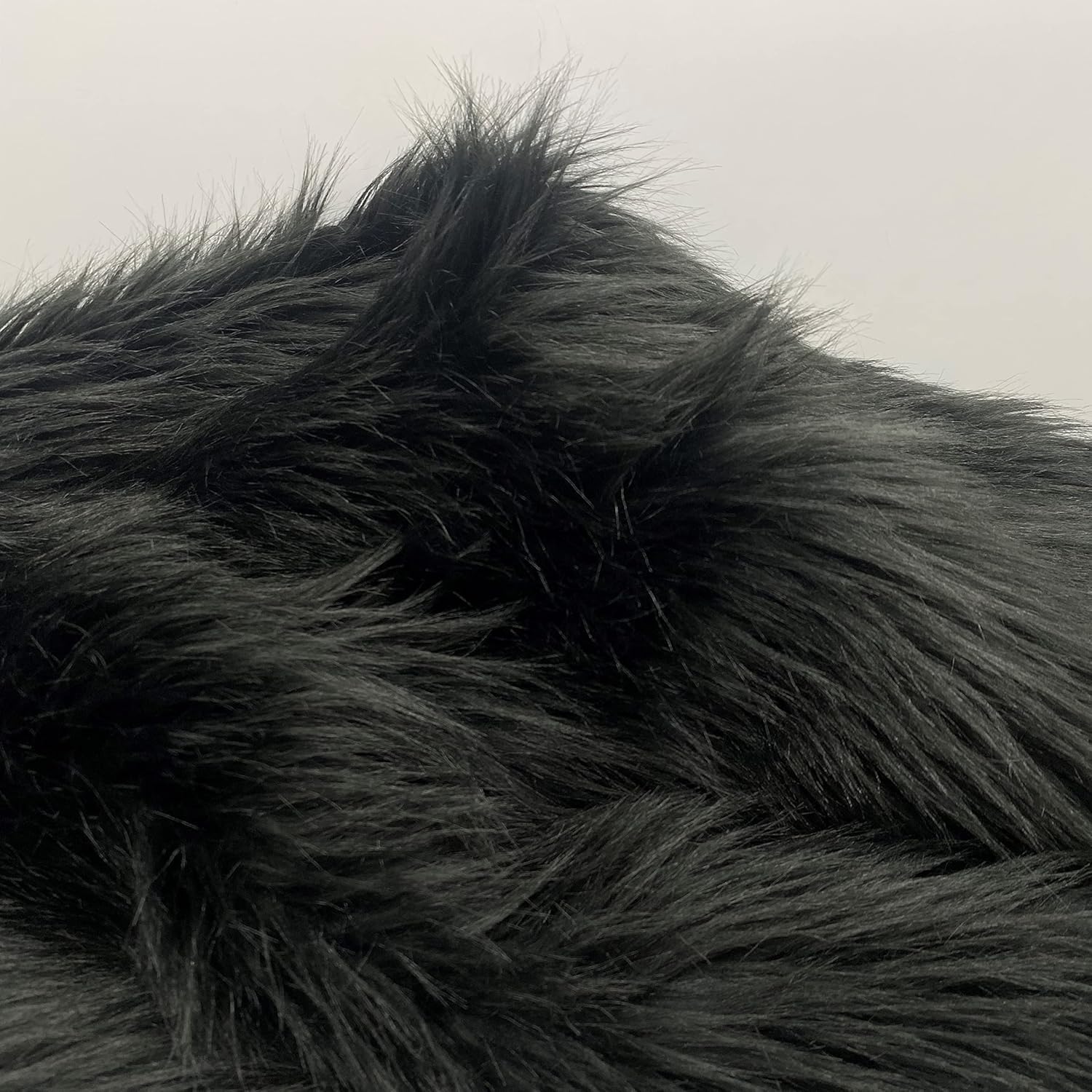 Ice Fabrics Faux Fur Fabric by The Yard - 60 Inches Wide Super Soft and Fluffy Shaggy Mohair Fur Fabric for Costumes, Apparel, Rugs, Pillows, Decorations and More - Black - One Yard