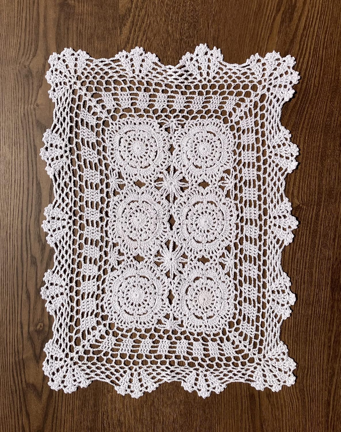 Hsvanyr 15 Inch by 72 Inch Rectangular Cotton Handwork Crochet Lace Table Runner Doilies for Coffee Table Dresser Scarf Centerpieces Décor