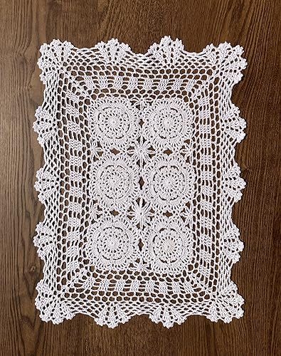 Hsvanyr 15 x 23 pulgadas rectangular de algodón hecho a mano con ganchillo de encaje para mesa de café, tocador, bufanda, centros de mesa,