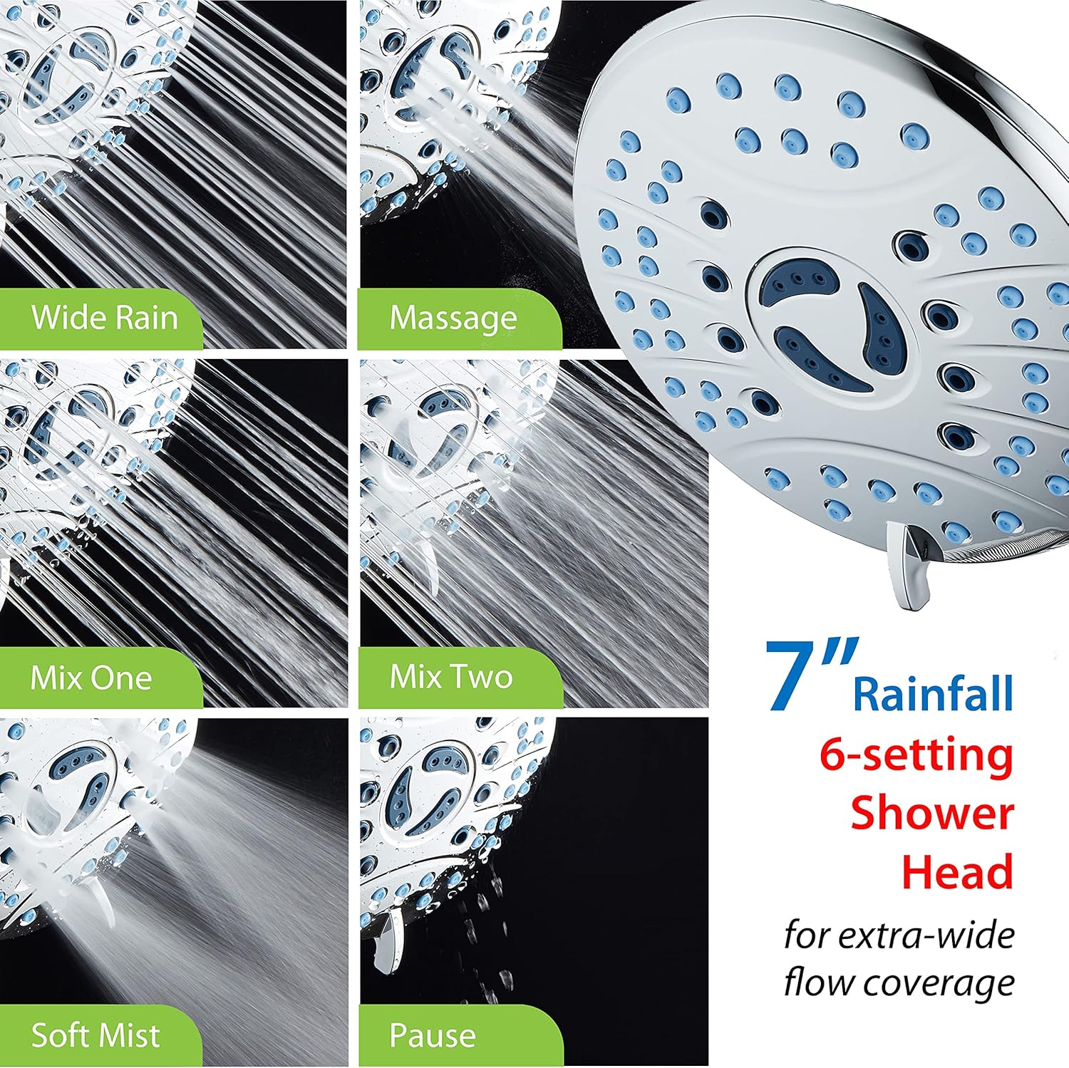 Chrome Dual Shower Head with Handheld and Rain Settings