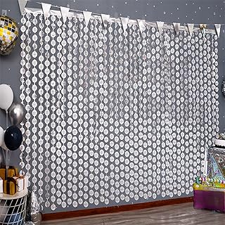 Disco Party Decorations, 2 Pack Disco Ball Photo Booth Props, 3.3x6.6 ft Silver Foil Fringe Curtains Photo Backdrop for The 70s 80s theme Last Disco Bachelorette, Decades, Taylor Party Decor