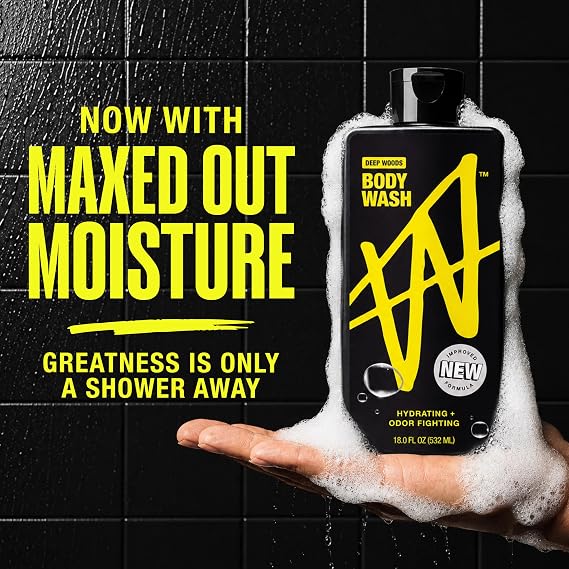 W By Jake Paul Body Wash for Men, Odor Fighting, Deep Cleaning Shower Gel, Hydrating Mens Bodywash, Deep Woods Scent, 2 Pack, 18 fl oz