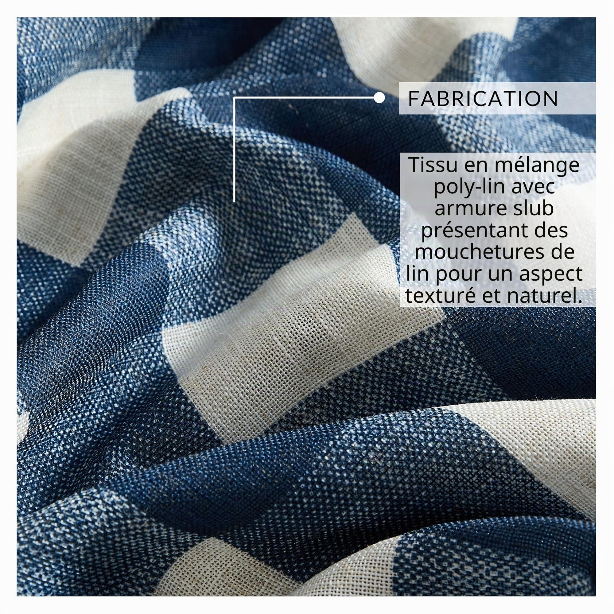 Elrene Home Fashions Farmhouse Living Grainger Rideau de fenêtre occultant à Carreaux de Buffle avec Pattes avec Passe-Tringle, pour Salon et Chambre à Coucher, 132,1 x 241,3 cm, Indigo, 1 Panneau