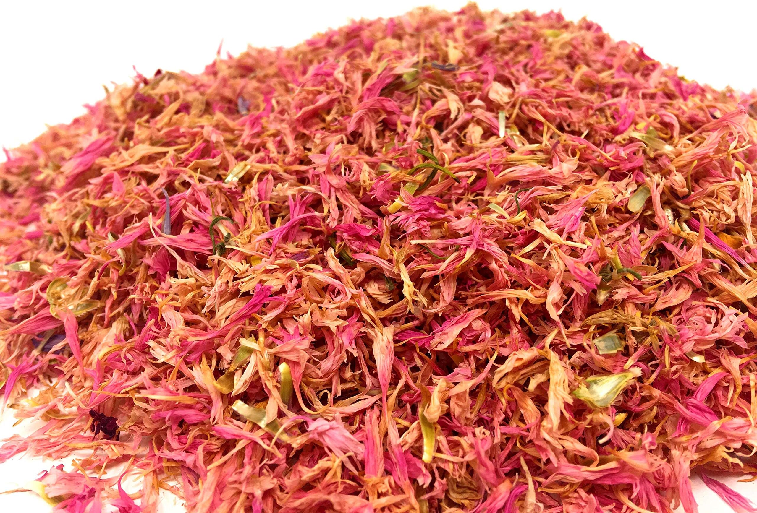 Flamingo Cornflower Petals, exceptionally beautiful pink Cornflower Petals, 0.35oz, dried organic culinary food gradw, a true pleasure for all Senses!