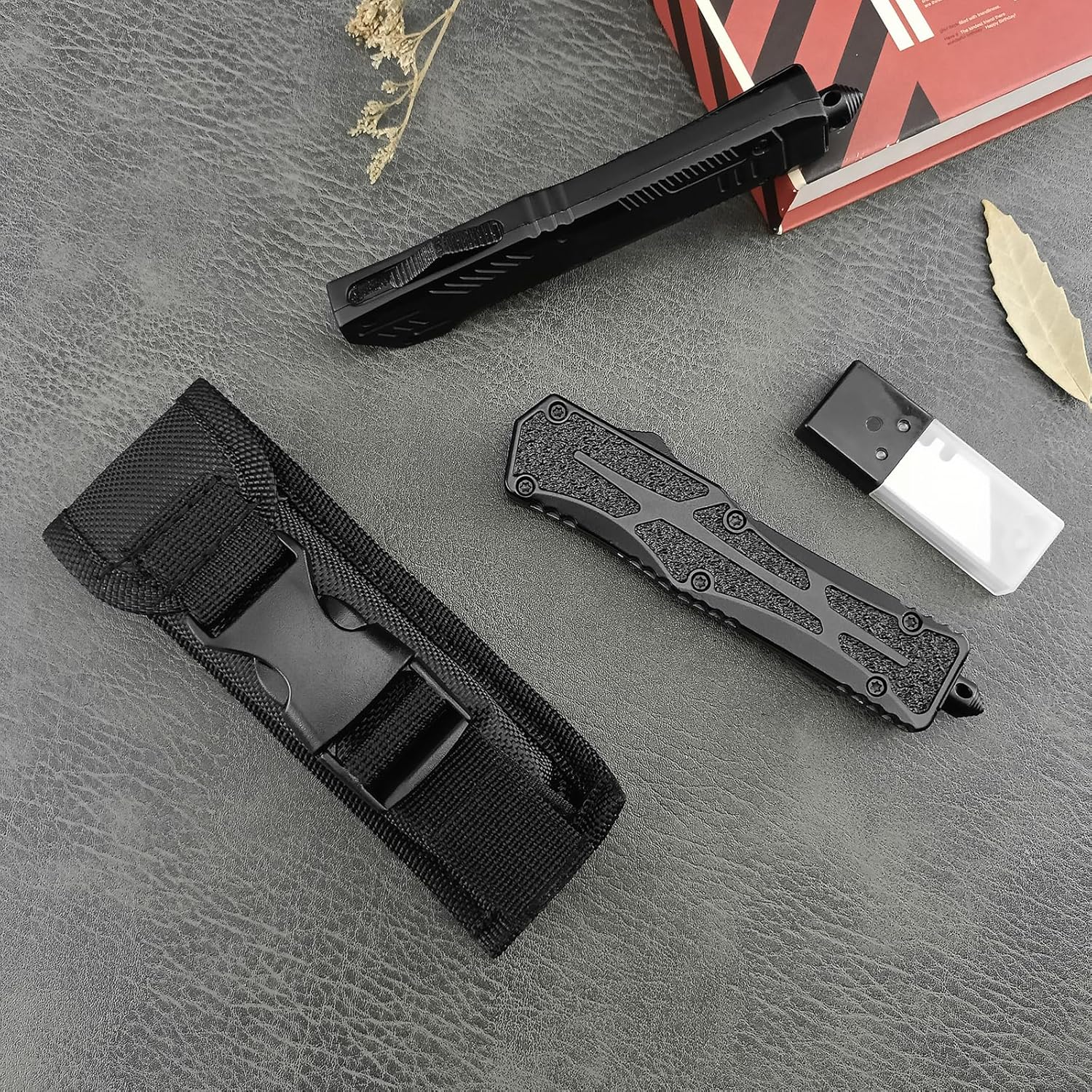 Folding Utility Knife, Zinc Alloy Handle Heavy Duty Safety Box Cutter, EDC Utility Knife with Extra 10PC Blades, Ideal for Home Tools, Office and Outdoors (frosted)