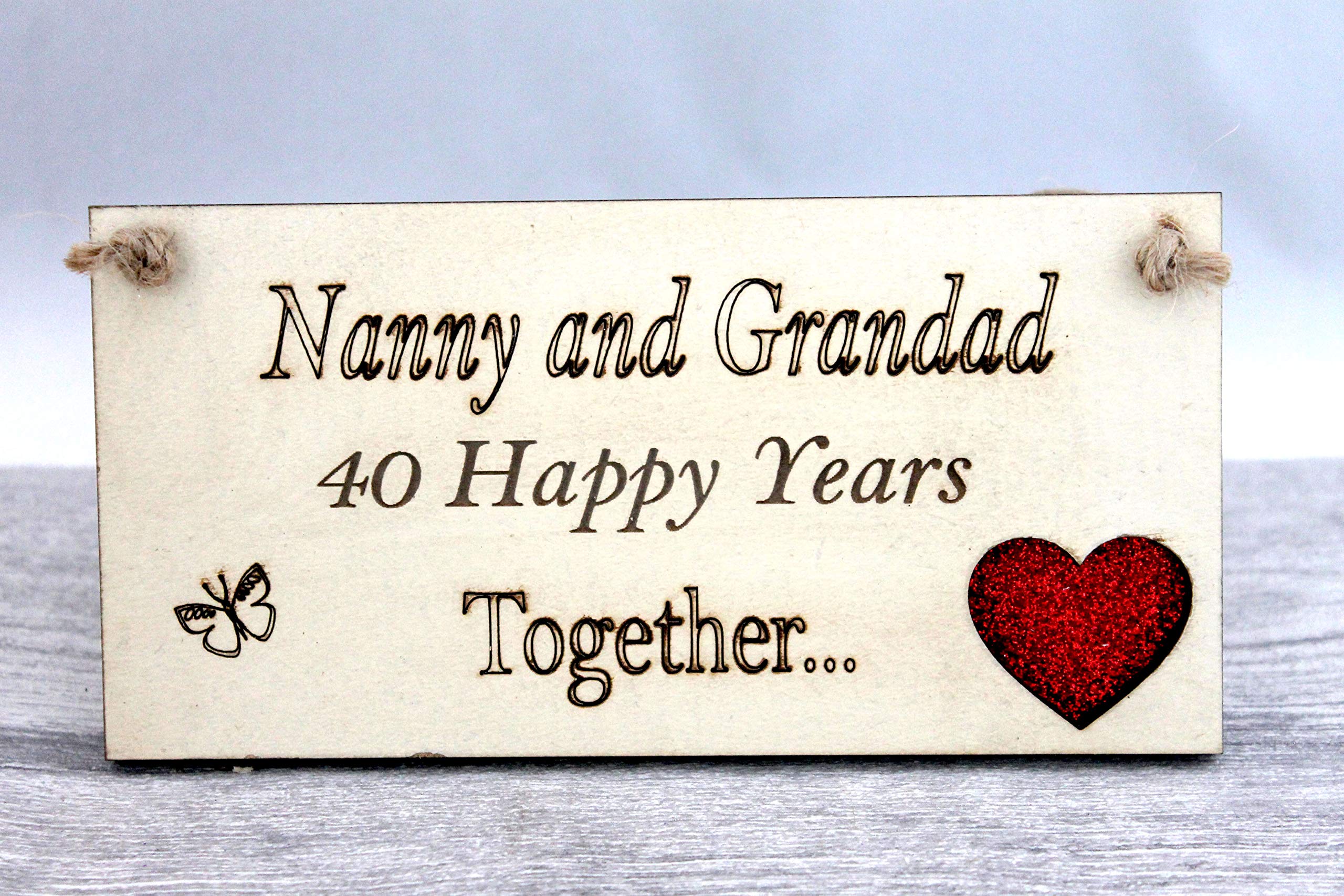Nanny and Grandad Grandparents Anniversary Gift Plaque Gift 40 Years 40th Ruby Wedding, cream - Image 2
