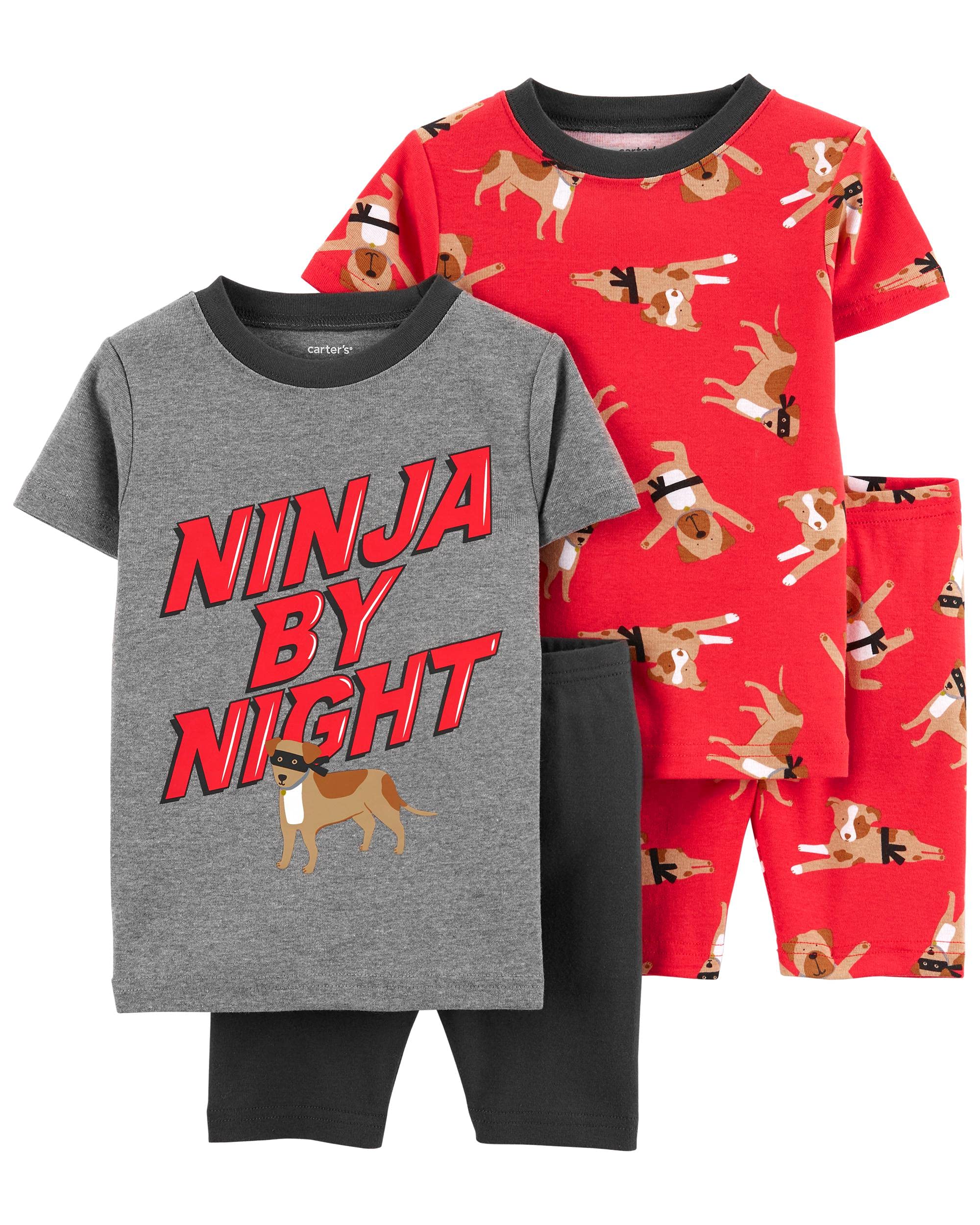 Carter's 4-Piece Toddler and Baby Boy's Snug fit Cotton Pajamas (Ninja By Night, 3T)