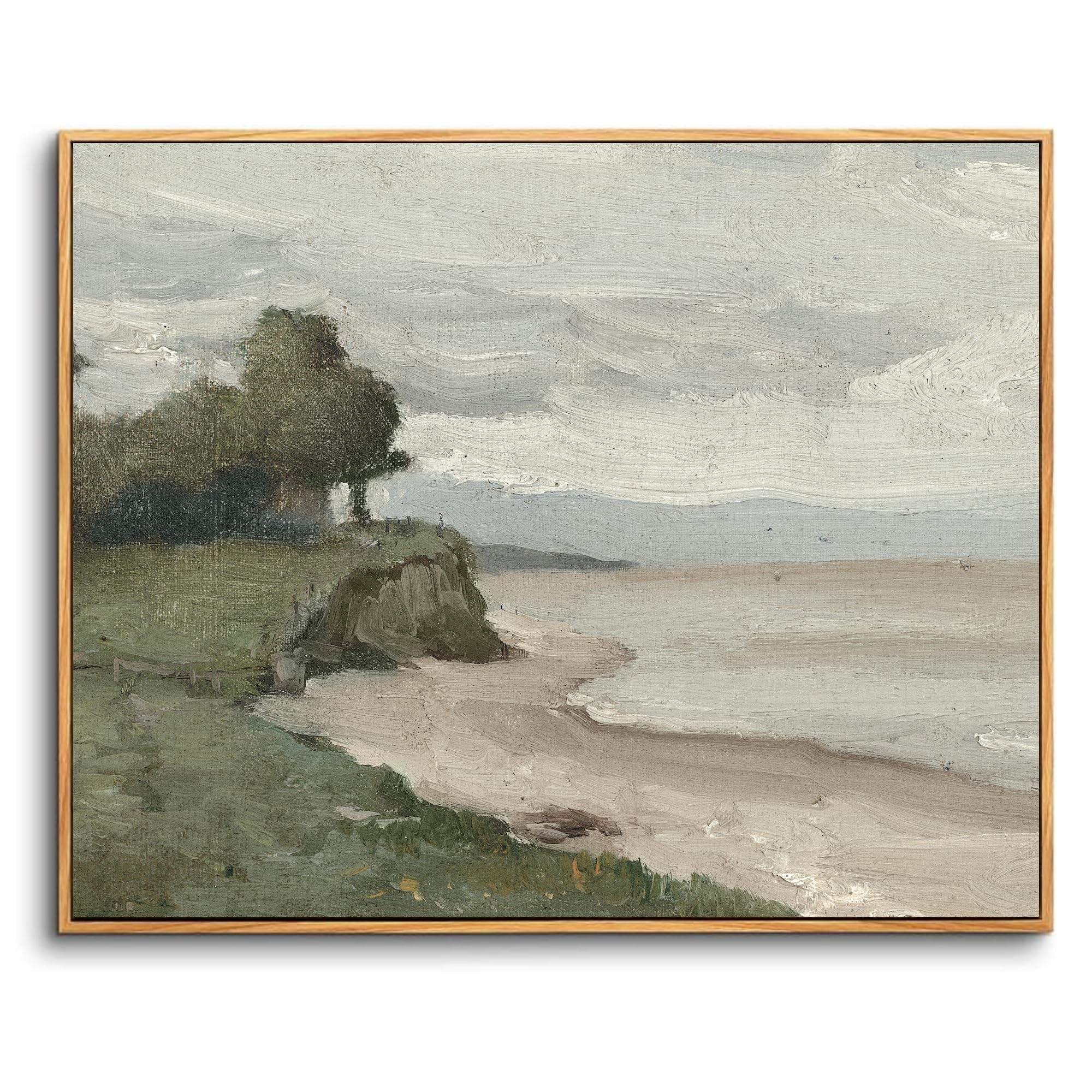 hyidecorart Cuadros Decoracion Dormitorios con Marco Madera, 40x60 cm Vintage Lienzos Decorativos Pared Salon, Cuadros Decoracion Pared Playa Cerca de Etretat, Moderno Wall Art Comedor Pasillo Baño