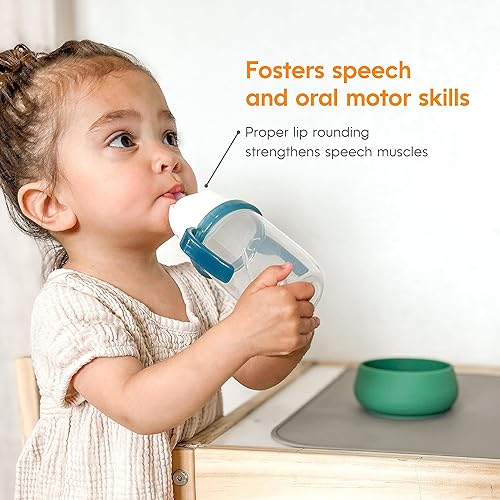 Miniatura 4 de NumNum Vaso con popote con peso para bebés y niños pequeños de 6 a 12 meses, aprobado por expertos, tazas de entrenamiento de 7 onzas con asas
