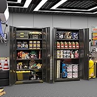 Vista 2 de Greenvelly Gabinete de Almacenamiento de Acero SnapIt, Gabinete de Almacenamiento de Metal para Garaje de 72" con Cerradura, con 4 Estantes