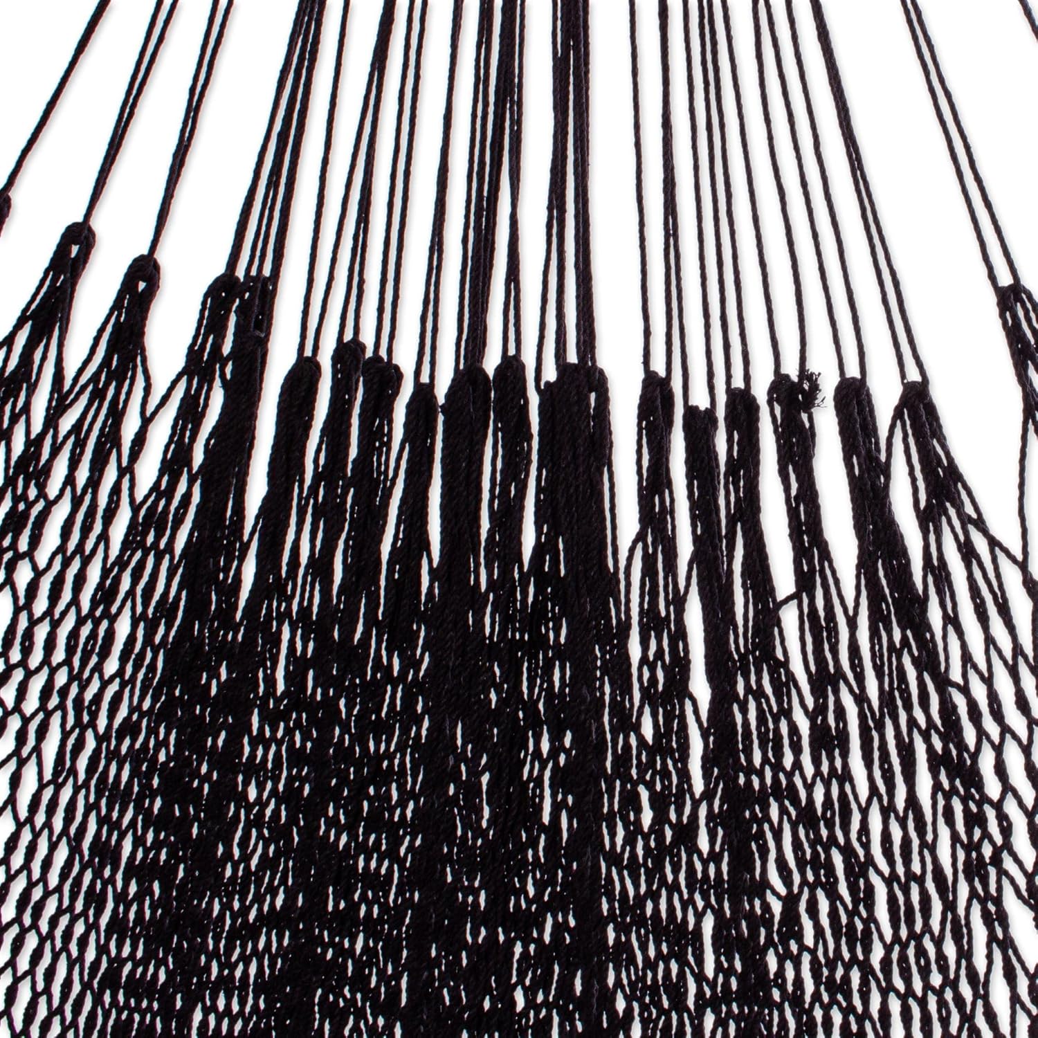 Novica Handmade Veranda in Black Cotton Rope Hammock (Triple)