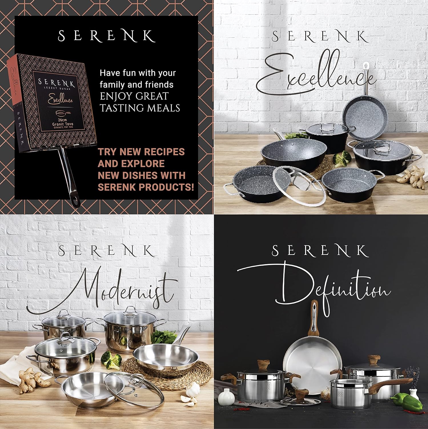 serenk Excellence Granite Egg Pan, PFOA Free Frying Pan, Extra Thick Bottom Non Stick Fry Skillet, 1.8 in 1.5 qt Omelette Pan with Glass Lid, Oven and Dishwasher Safe (10.23in 60.86oz)