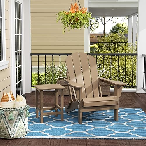 Miniatura 2 de WestinTrends Malibu - Juego de 2 sillas Adirondack con mesa auxiliar, asientos al aire libre para todo tipo de clima, silla plegable de plástico