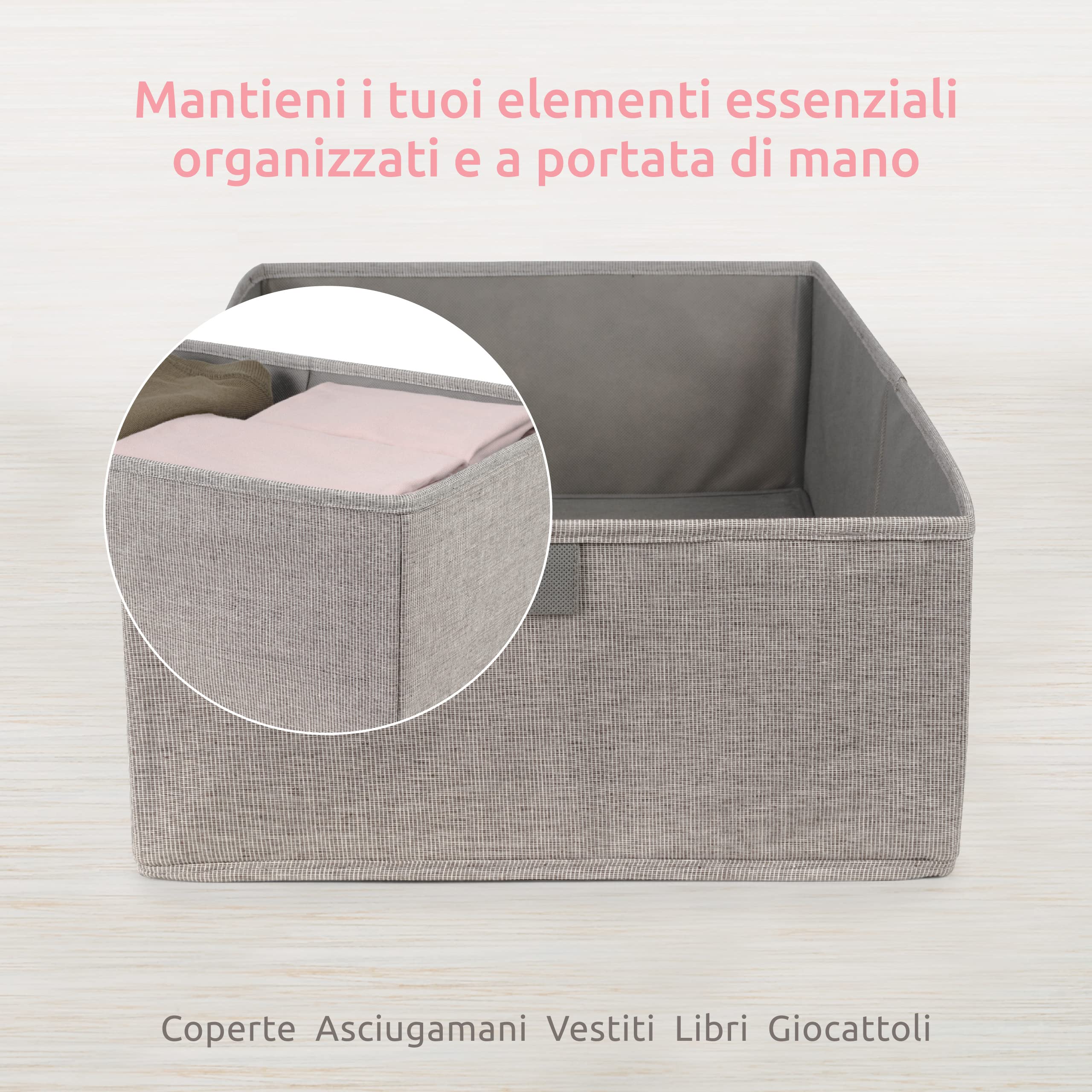 Compactor Cesto Organizer XL OXFORD in Tessuto Oxford e Cartone, Grigio