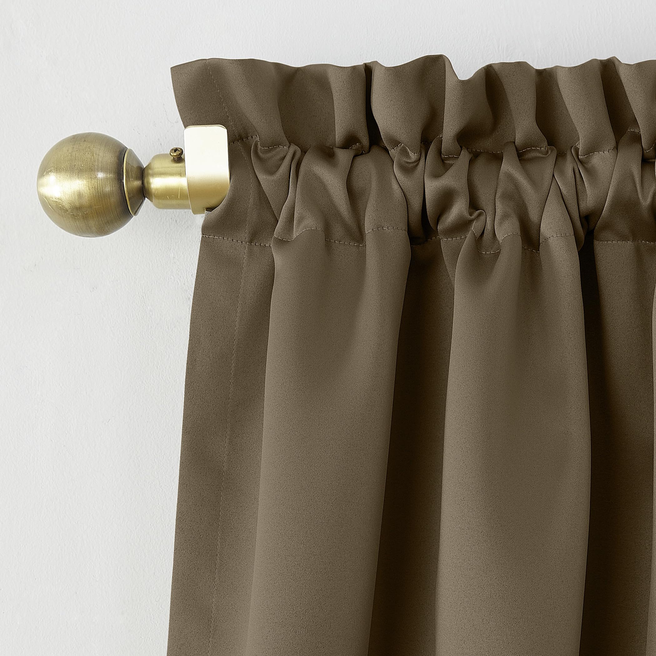 Sun Zero Barrow 2-Pack Solid Total Blackout Rod Pocket Curtain Panel Pair, 54" x 63", Mocha, Mocha Brown, W 54" x L 63" (2 Panels) - Image 2