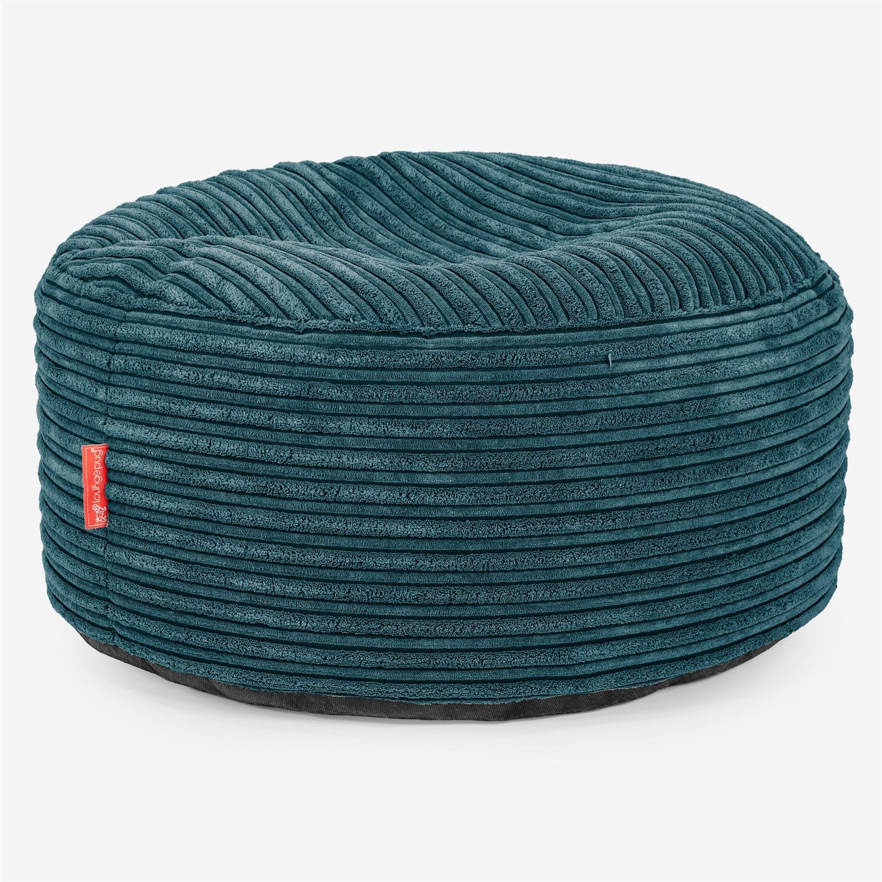 Lounge Pug Round Footstool Bean Bag Pouffe, Large Ottoman Foot Rest, Cord Teal Blue — image 1