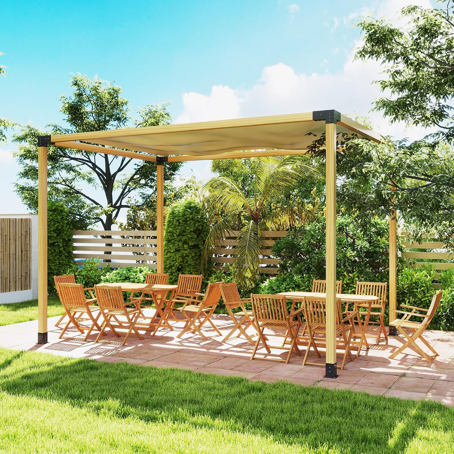 Outsunny DIY Pergola Kit, Pergola Brackets with 3-Way Corner Brackets and Post Base for 4" x 4" (Actual 3.6" x 3.6") Lumber, 8 PCS Includes Screws