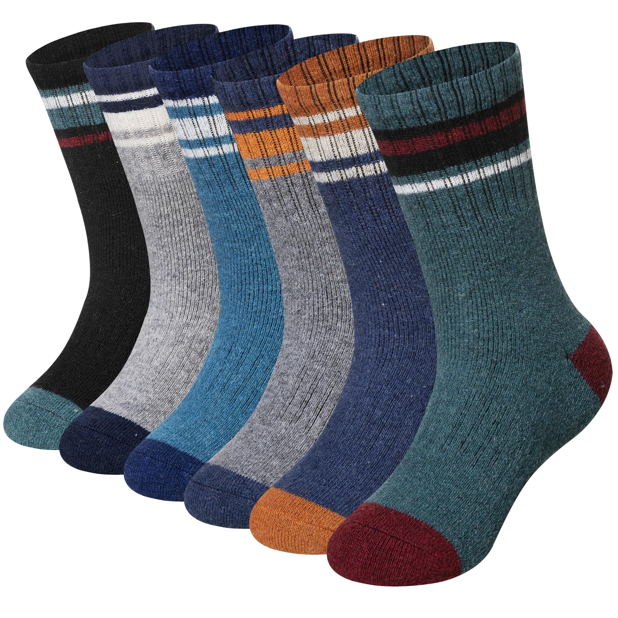 WEVIAS Kids Merino Wool Hiking Socks Boys Thermal Winter Cozy Boot Warm Cushion Socks 6 Pairs