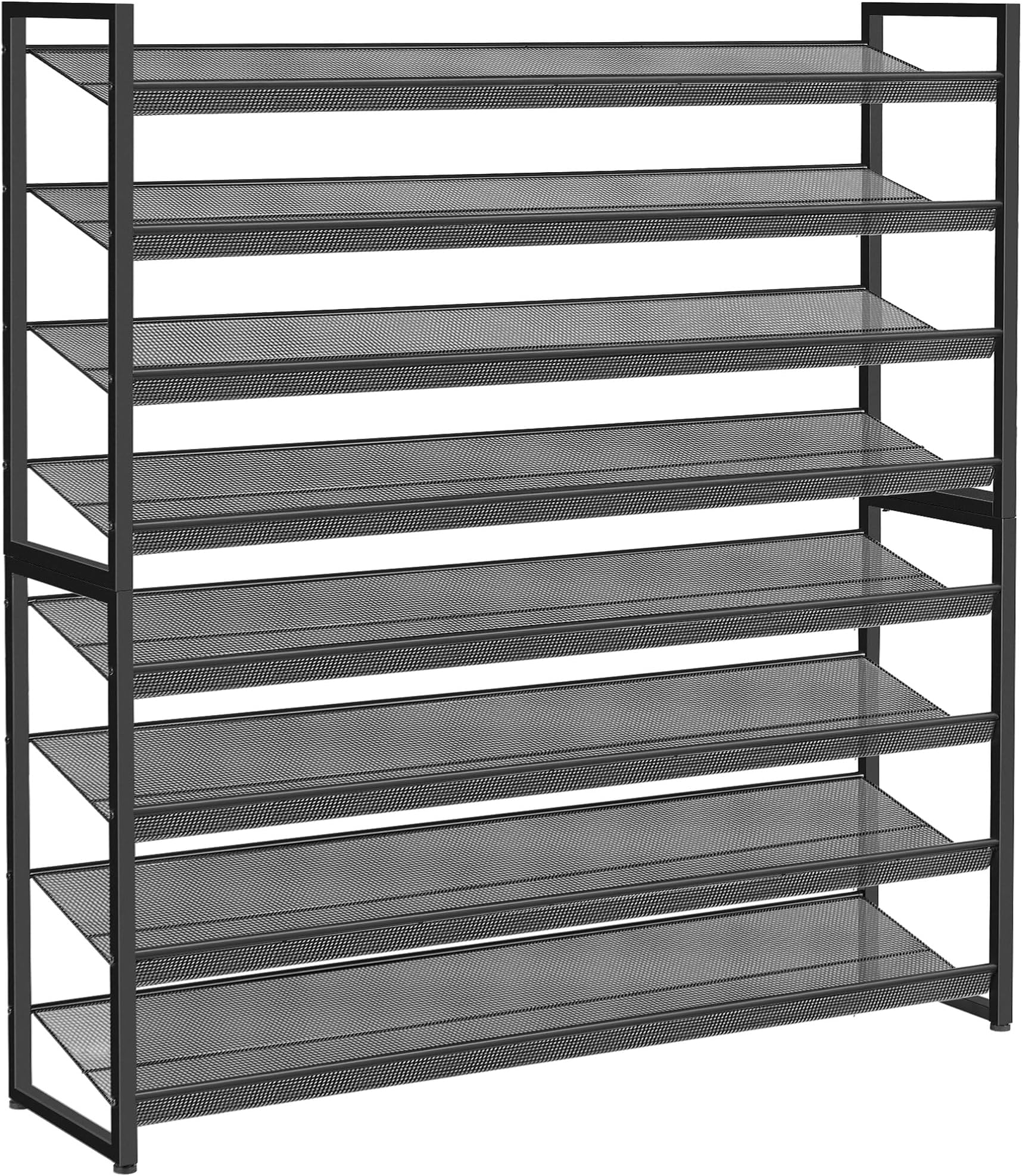 Nunsino Shoe Rack, Large Metal Shoe Organizer,Max Holds 50 Pairs,8 Tier Shoe Storage Shelf for Garage,Closet,Entryway, Black