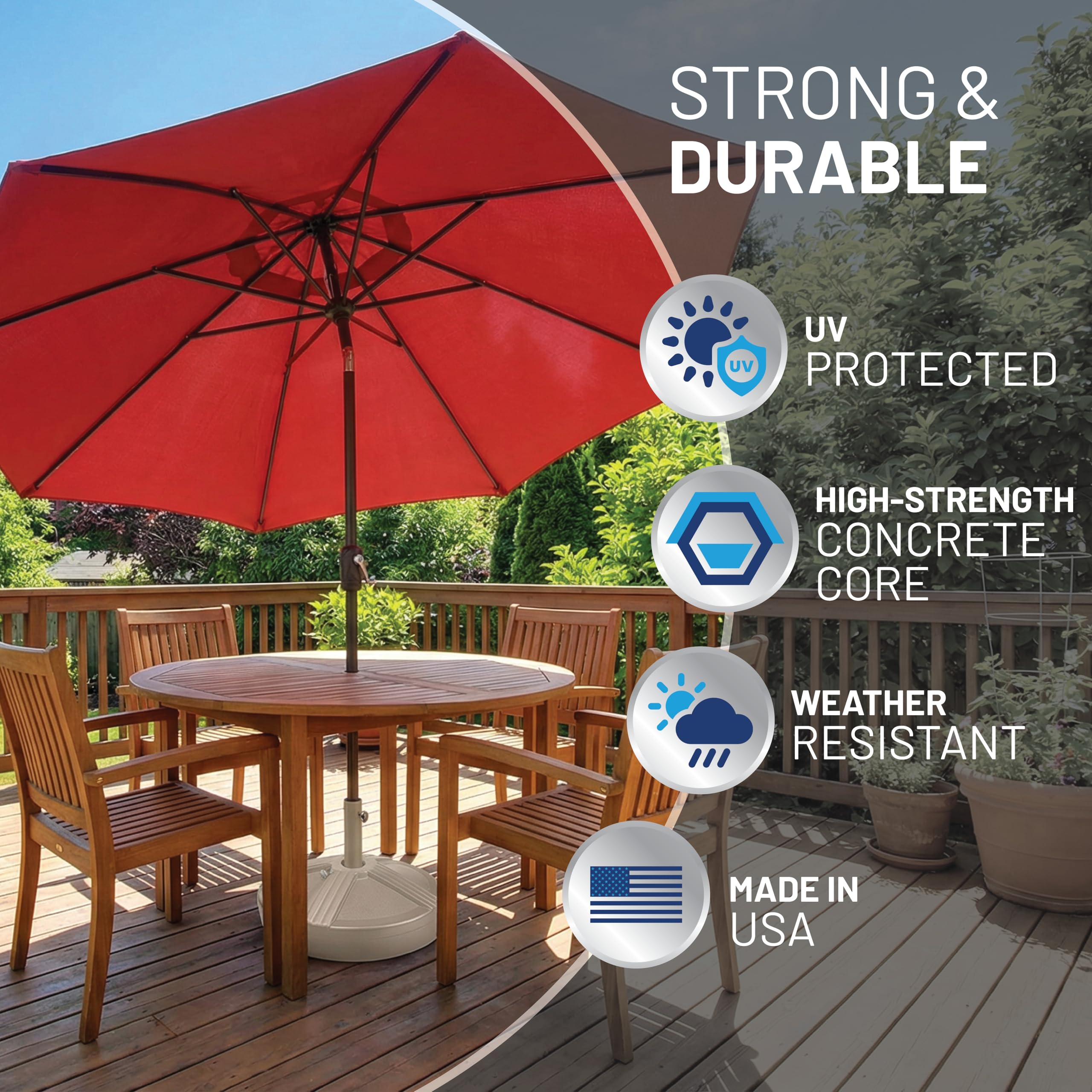 US Weight Filled 50 Pound Umbrella Base – Use with Patio Table – Beige : Patio, Lawn & Garden